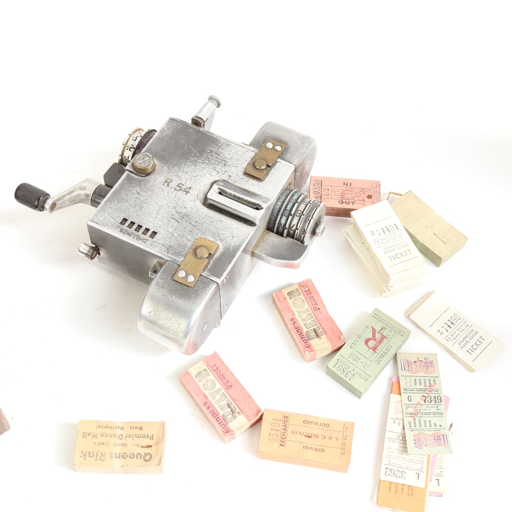 A Vintage Setright Fare Register railway ticket machine, model R.54, boxed, with various ticket - Image 2 of 2