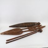 An African Tribal hardwood knobkerry, a Chinese bamboo walking cane, African Tribal ceremonial
