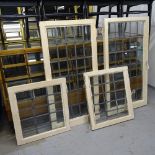 2 pairs of leadlight window frames, 59cm x 116cm, and 56cm x 63cm approx