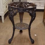 An embossed cast-iron table base (no top), W48cm, H68cm