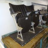 A pair of Vintage cinema seats mounted on a board base, L105cm (WITH THE OPTION TO PURCHASE THE