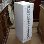 A 15-drawer metal filing cabinet, W28cm, H98cm, D41cm