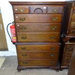 A modern Georgian style chest on chest, with bracket feet, W89cm, H142cm, D52cm