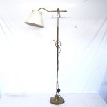 A telescopic brass standard lamp, overall height 168cm