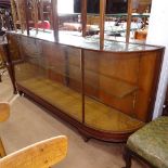 A Victorian mahogany-framed bow-end shop cabinet, L183cm, H92cm, D45cm