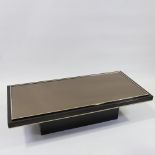 ROGER VANHEVAL, smoked glass and bronze framed coffee table circa 1980s', length 130cm Good