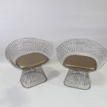 A pair of wire framed chairs in the style of Warren Plattner, height 68cm Good condition