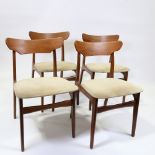 SCHIONNING & ELGAARD for Randers Mobel Fabrik, a set of 4 mid-century Danish teak dining chairs,