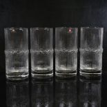 TAPIO WIRKKALA for Iittala, Finland, a boxed set of 4 Niva 12oz glasses, designed 1974 Glasses in