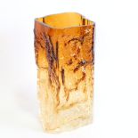 KAI BLOMQUIST, a Kallo bark form graduated brown glass vase, signed and dated '69 to base, height