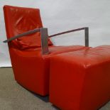 ALBAN-SEBASTIEN GILLES for Ligne Roset, France, original 1990s' "Neo" chair and ottoman, in red
