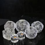 KOSTA BODA, 4 snowball candle holders, 2 ORREFORS taper holders, and 1 other candle holder (7) All