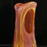 A mid-century Italian free-form blown glass vase in the manner of a AVEM, internal bubbles and