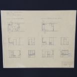 WALTER GROPIUS, BAUHAUS 1926 drawing for a housing project, with Gropius stamp, mounted, 40 x 49cm