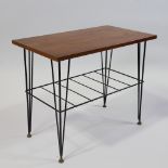 A SWEDISH, mid-century wire framed coffee table with magazine tray under, height 52cm x W 62cm x