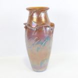 JEAN-PIERRE MATEUS, an iridescent free form blown glass vase, signed Verrerie d'Art, J.P Mateus