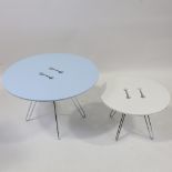 CASAMANIA Twine coffee tables, nest of two button design with chrome frame (2) Good condition