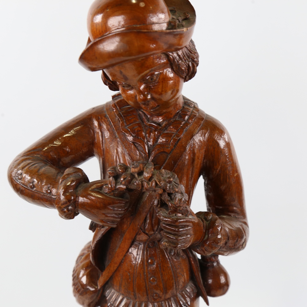 A pair of 19th century carved and stained wood standing harvest figures, height 48cm Both in good - Image 4 of 4