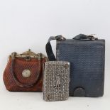 An opera purse, circa 1920, containing a pair of original opera glasses, a small leather purse and