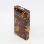A Victorian tortoiseshell cigar case, with hinged lid and ivory lip, 13cm x 7cm x 2.5cm There is a
