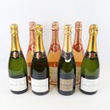 7 Bottles of sparkling wine, 4 Non Vintage Champagne and 3 Wine Society Samur Rose Brut. All wines