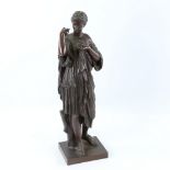 A 19th century patinated bronze sculpture, standing Greek figure, unsigned, height 39cm Good