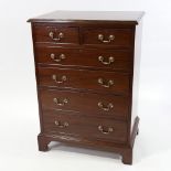 An Edwardian mahogany square chest of 3 long and 2 short drawers of small size, width 66cm, height