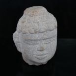 A Chinese carved stone Buddha head, height 11cm Good condition