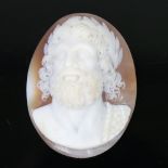 A 19th century fine cameo carved shell, depicting Classical head portrait, 38mm x 28cm Very good