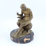 Schumacher, German Art Deco bronze industrial sculpture, depicting a worker by an anvil, signed on