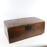 An 18th century oak/elm box of plank construction, 65cm x 33cm, height 25cm Several minor age-