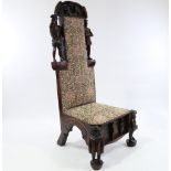 A unique 19th century carved oak Shakespeare hall chair, decorated with 3-dimentional characters