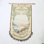 A hand painted and printed French silk advertising banner for Nice dated 1921, printed signature,