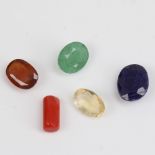 Various unmounted gemstones, including 10.65ct sapphire, 5.65ct emerald, 6.55ct hessonite garnet etc