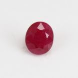 A 2.54ct unmounted oval mixed-cut ruby, dimensions: 8.28mm x 7.00mm x 5.10mm, evidence of thermal