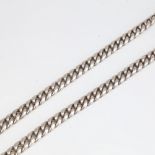 A heavy Continental sterling silver curb link chain necklace, necklace length 48cm, 103.4g No