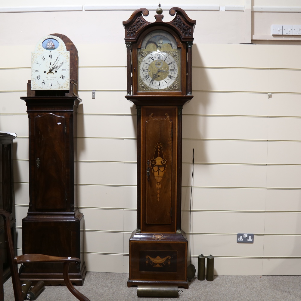 A 19th century mahogany and satinwood inlaid 8-day chiming longcase clock, dial signed John Hallifax - Image 2 of 5