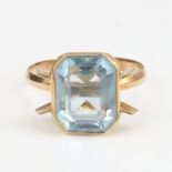 A Continental unmarked gold blue stone set ring, setting height 12.6m, size O, 2.8g No damage, stone