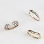 3 modern 9ct gold stone set rings, size O, Q and S, 5.2g total (3) No damage or repair, all stones