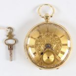 A 19th century 18ct gold cased open-face keywind pocket watch, by Peter Cattaneo of Croydon,