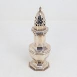 A George V silver sugar caster, octagonal baluster form, by James Dixon & Sons, hallmarks