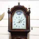 A George III walnut 8-day longcase clock, by Obadiah Coleman of Bristol, white painted dial with