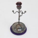 An Edwardian novelty silver 4-branch thistle dressing table ring stand, by Adie & Lovekin Ltd,