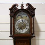 A 19th century mahogany and satinwood inlaid 8-day chiming longcase clock, dial signed John Hallifax