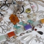 Various silver stone set jewellery, including bracelets, pendants etc, approx 270g gross Lot sold as