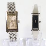 2 modern lady's stainless steel designer quartz wristwatches, comprising Gucci 1500L and Emporio