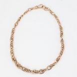 An Antique 9ct gold graduated fancy link Albert chain necklace, with dog clip, overall length