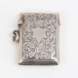 A George V silver Vesta case, allover foliate engraved decoration, by Constantine & Floyd, hallmarks