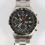SEIKO - a stainless steel Flightmaster Pilot quartz chronograph wristwatch, red. SND253P1, black