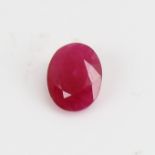 A 2.27ct unmounted oval mixed-cut ruby, dimensions: 9.10mm x 7.14mm x 3.73mm, with IGL Certificate